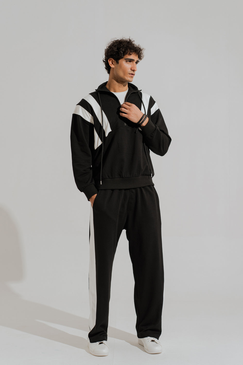 Black Relaxed Fit Mock Neck Zipper