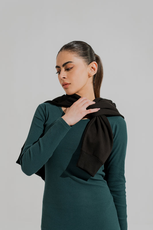 Emerald Green Basic Long Sleeves Midi Dress - Hustle N Holla