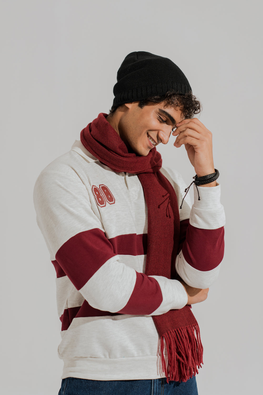 Burgundy Unisex Wool Scarf