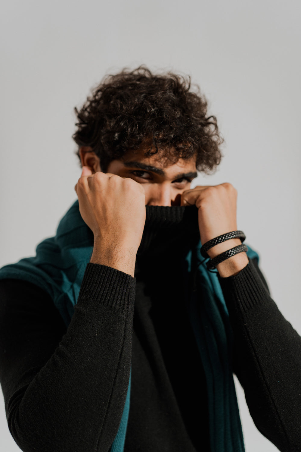 Black Slim Fit High Neck Sweater - Hustle N Holla