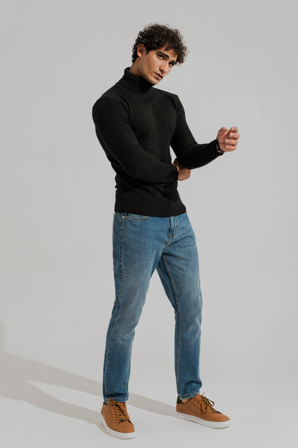 Black Slim Fit High Neck Sweater - Hustle N Holla