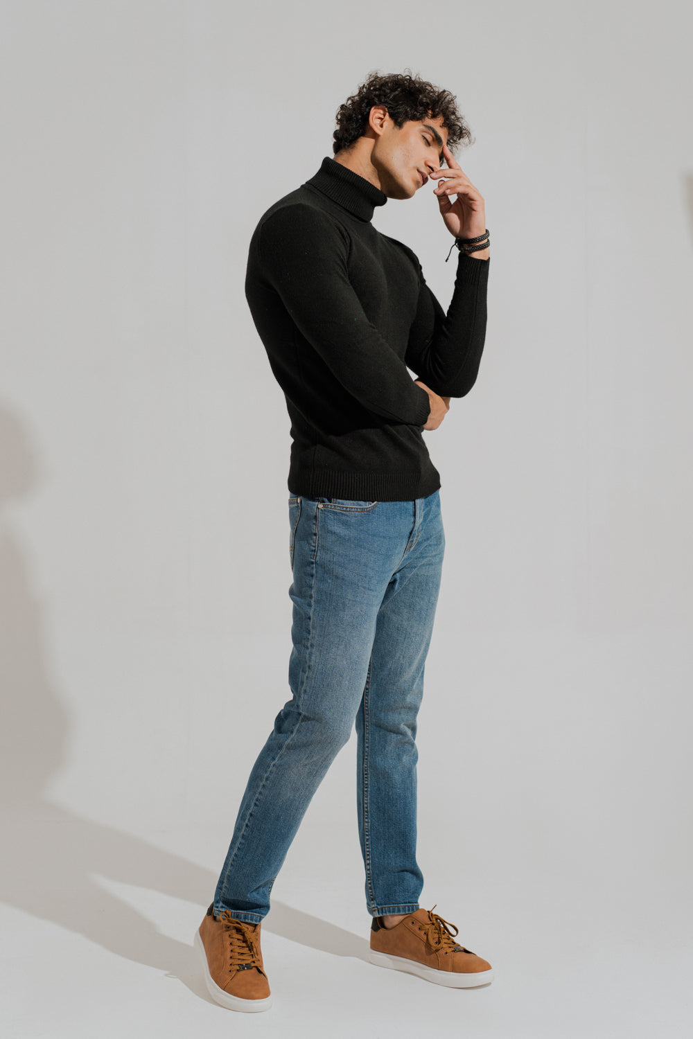 Black Slim Fit High Neck Sweater - Hustle N Holla