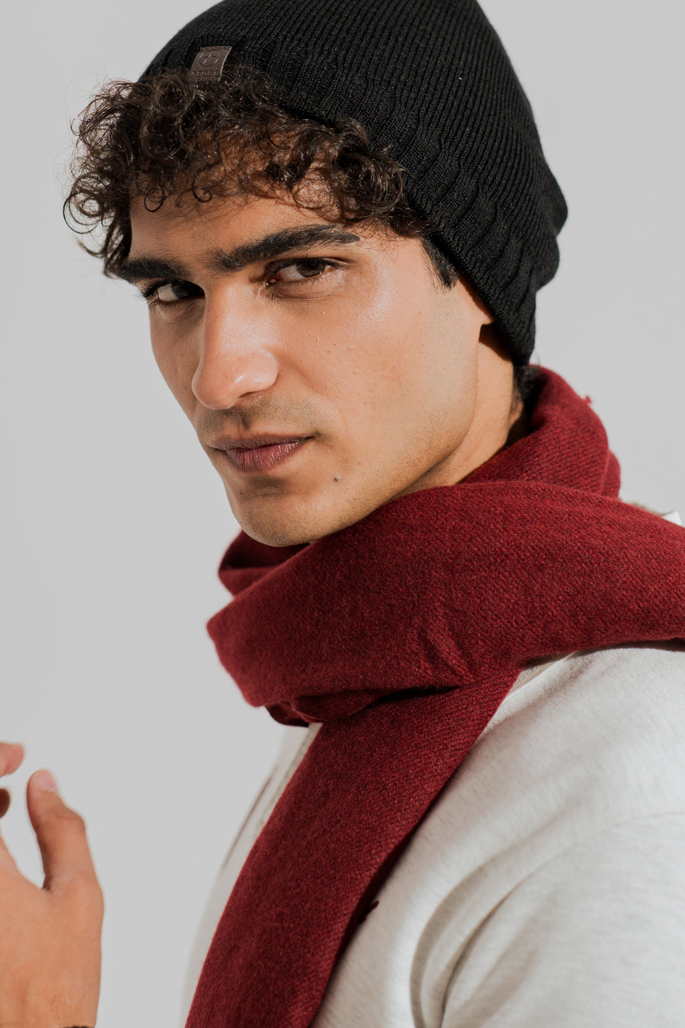 Burgundy Unisex Wool Scarf