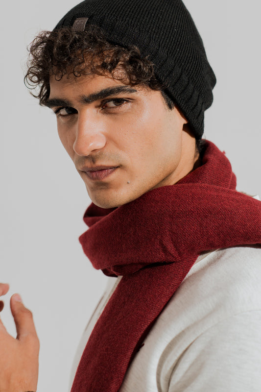 Burgundy Unisex Wool Scarf