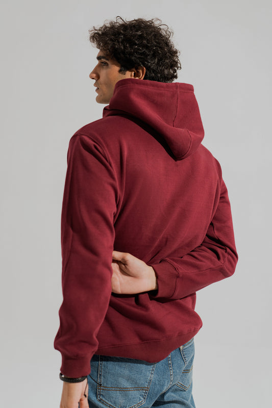 Burgundy Oversized Graphic Pull Over Hoodie - Hustle N Holla