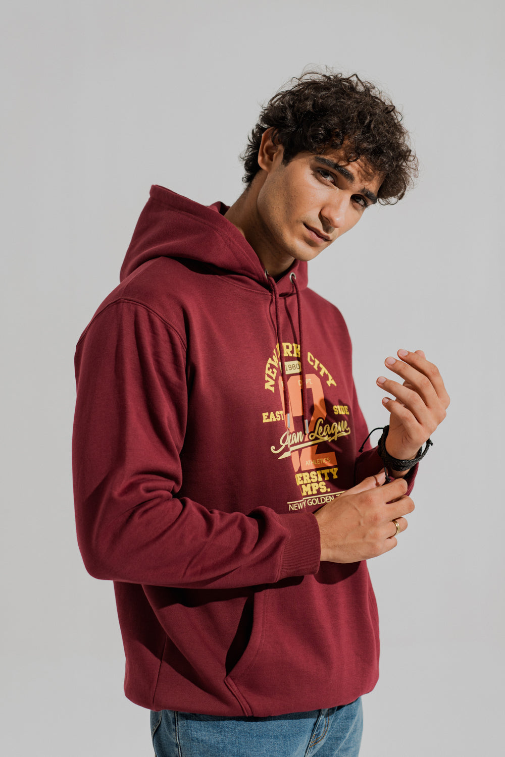 Burgundy Oversized Graphic Pull Over Hoodie - Hustle N Holla