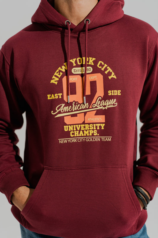 Burgundy Oversized Graphic Pull Over Hoodie - Hustle N Holla