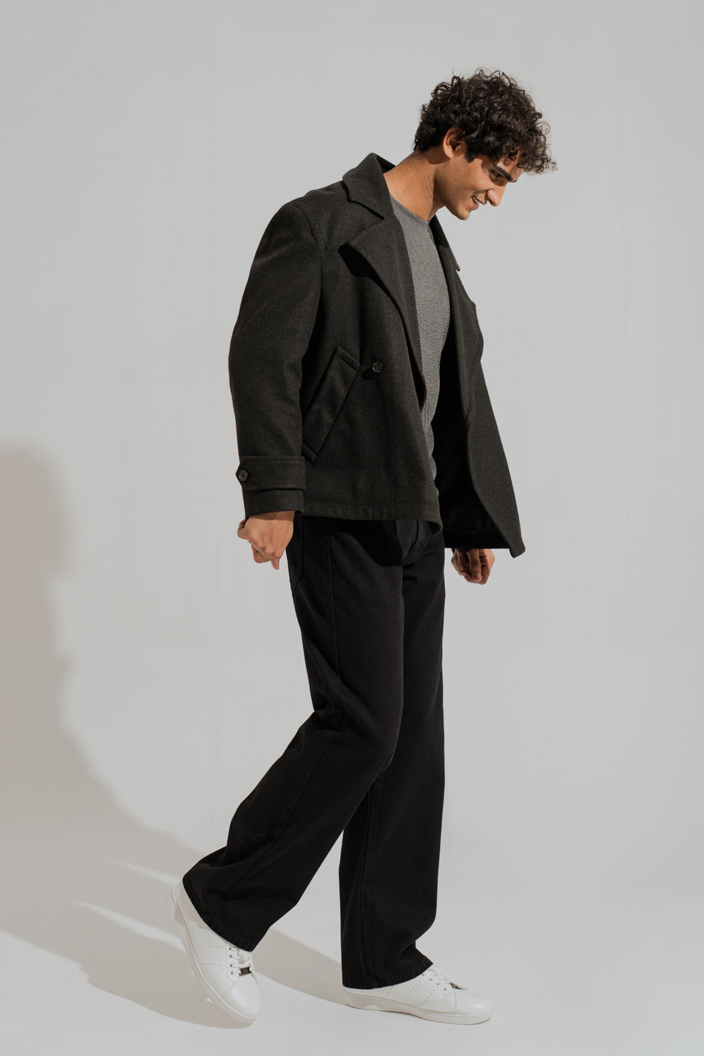 Charcoal Oversized Double Breasted Wool Coat - Hustle N Holla