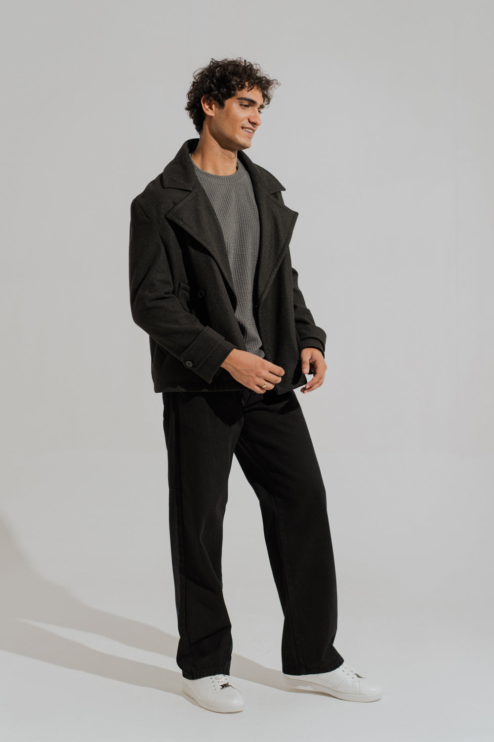 Charcoal Oversized Double Breasted Wool Coat - Hustle N Holla