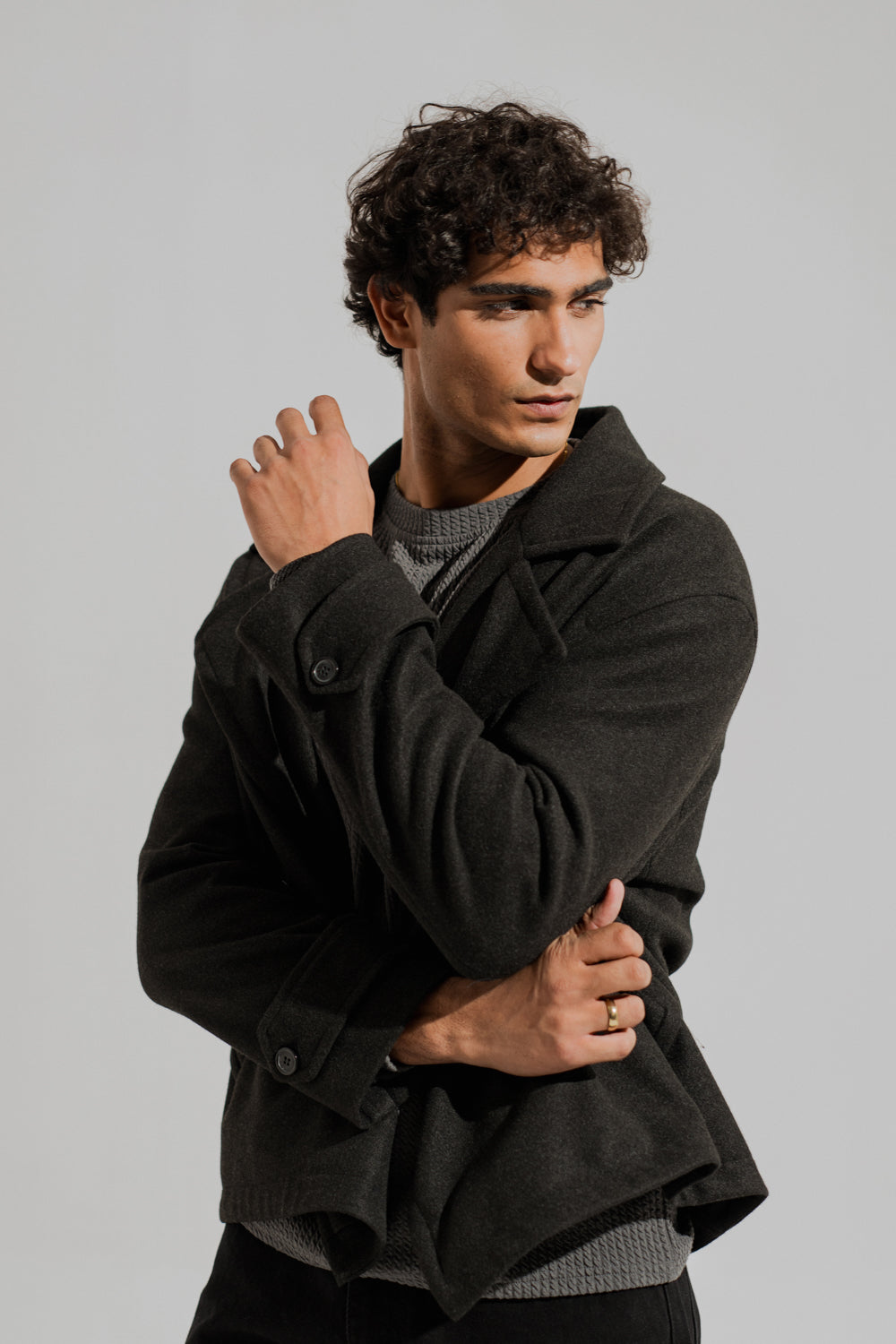 Charcoal Oversized Double Breasted Wool Coat - Hustle N Holla