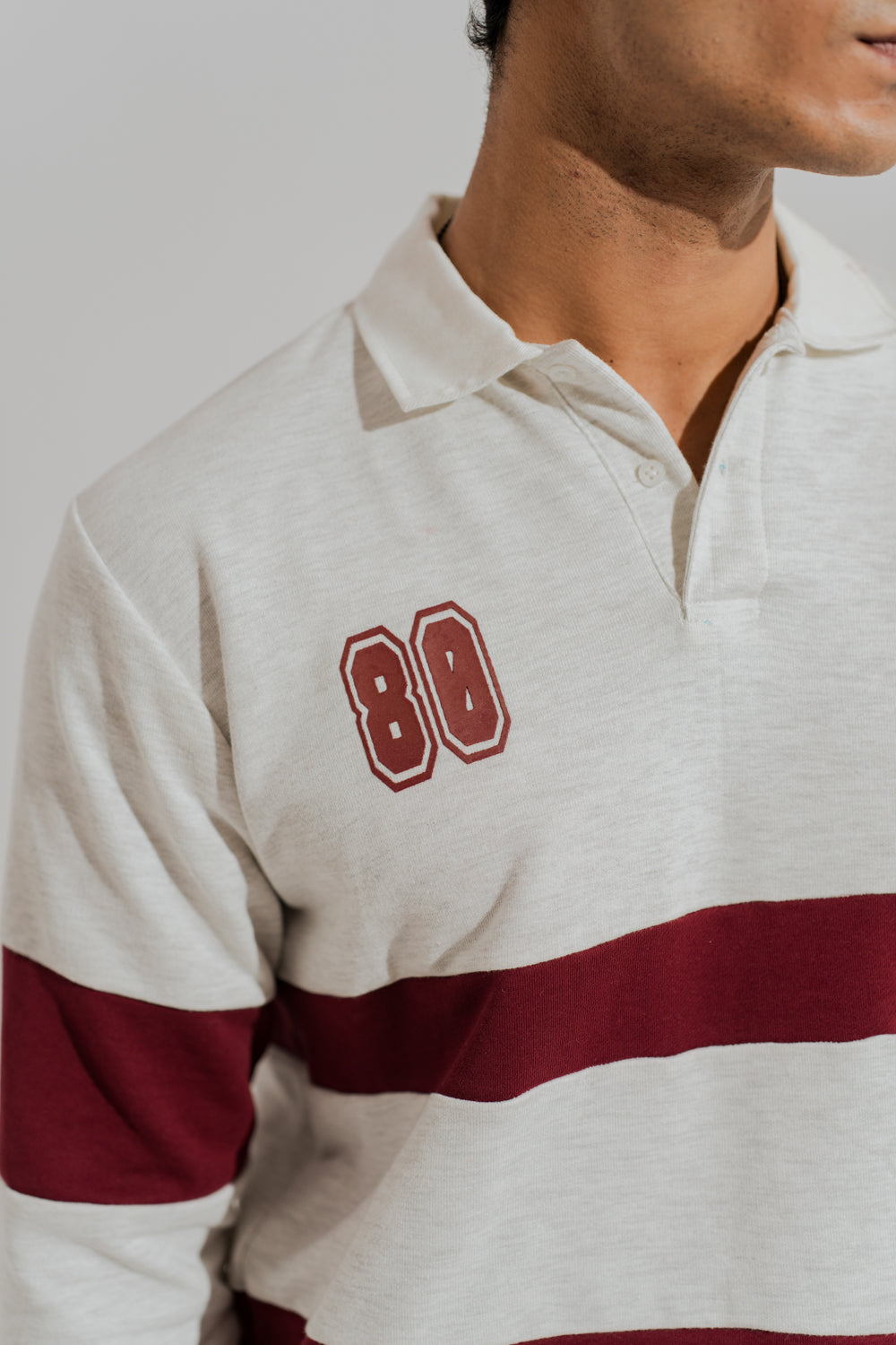 Beige Panelled Oversized Graphic Rugby Polo - Hustle N Holla