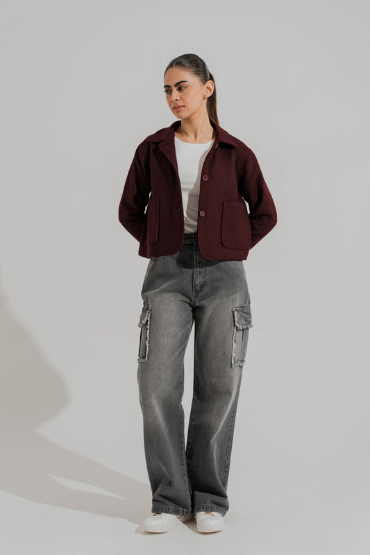 Grey Mid Wash Wide Leg Cargo Denim Jeans - Hustle N Holla