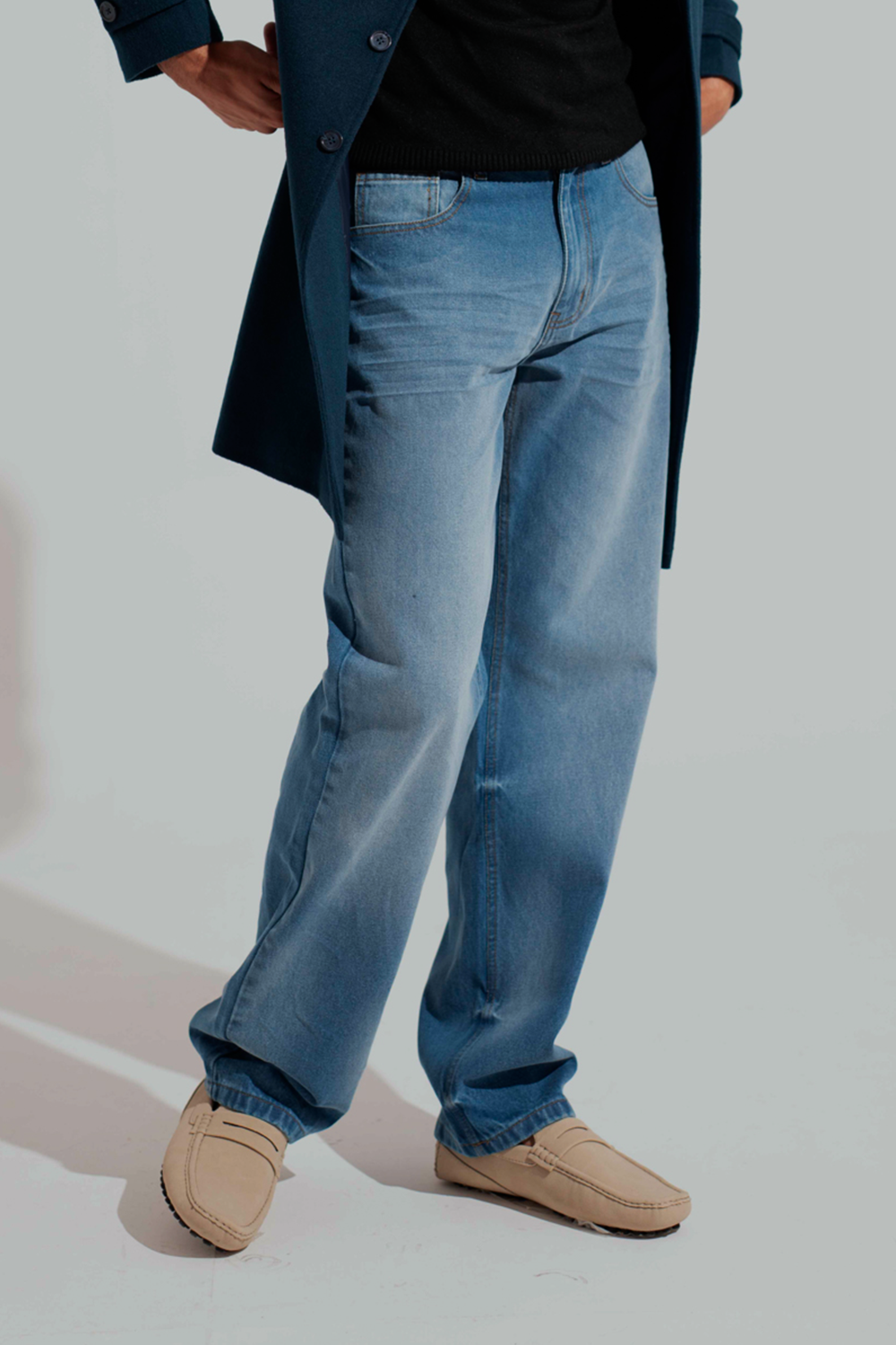 Blue Mid Washed Straight Fit Denim Jeans - Hustle N Holla