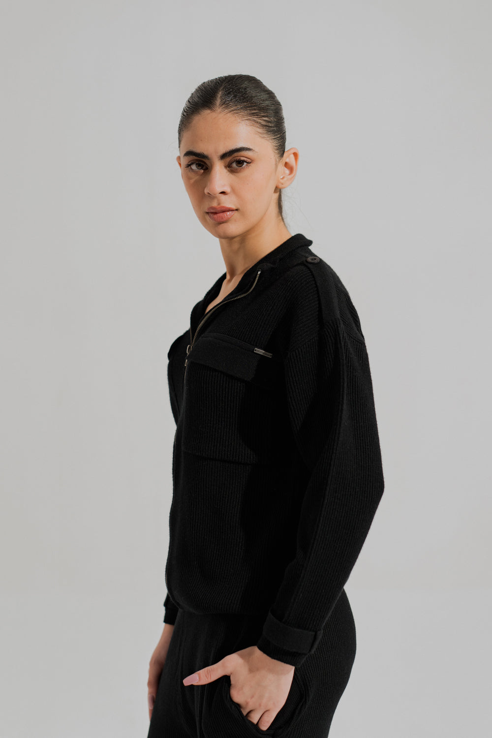 Black Relaxed Fit Utility Jacket - Hustle N Holla