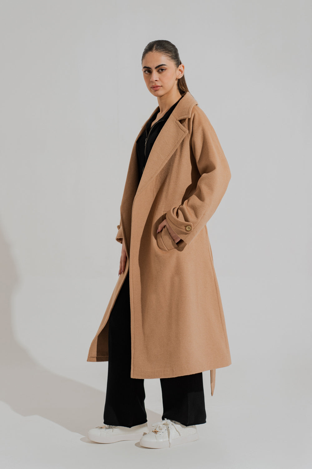 Beige Oversized Overcoat