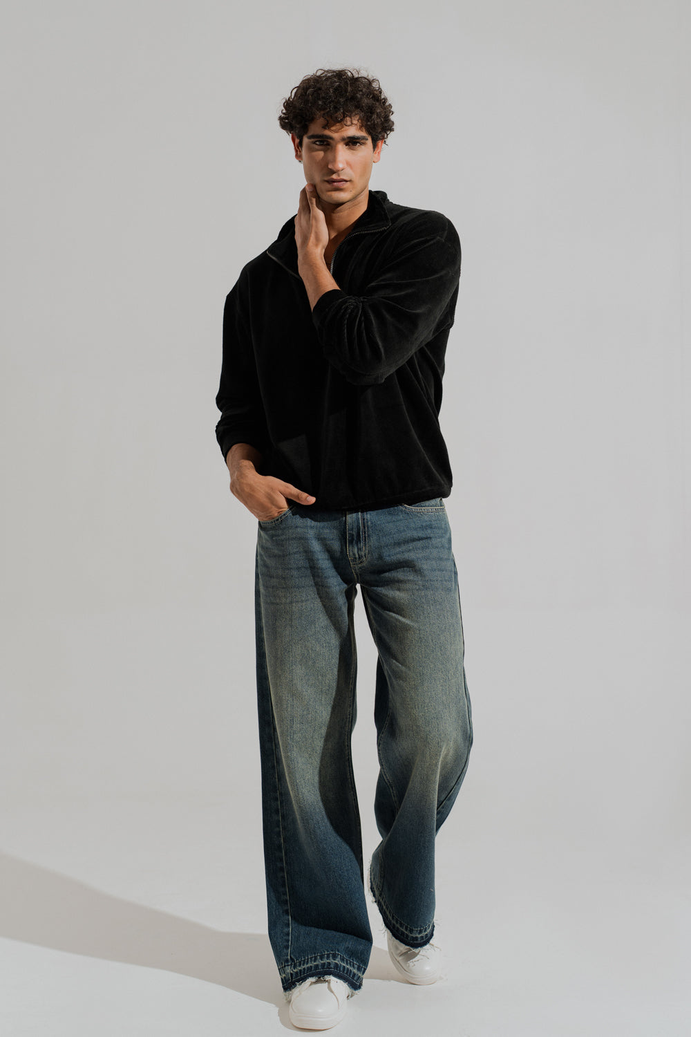 Black Oversized Mock Neck Zipper - Hustle N Holla