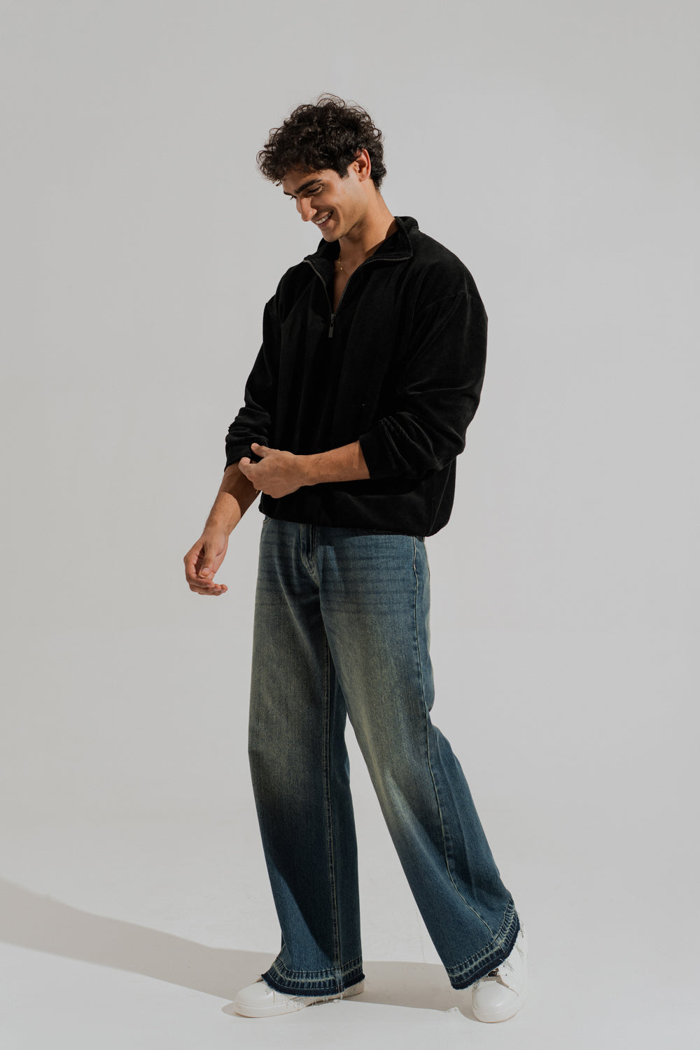 Black Oversized Mock Neck Zipper - Hustle N Holla