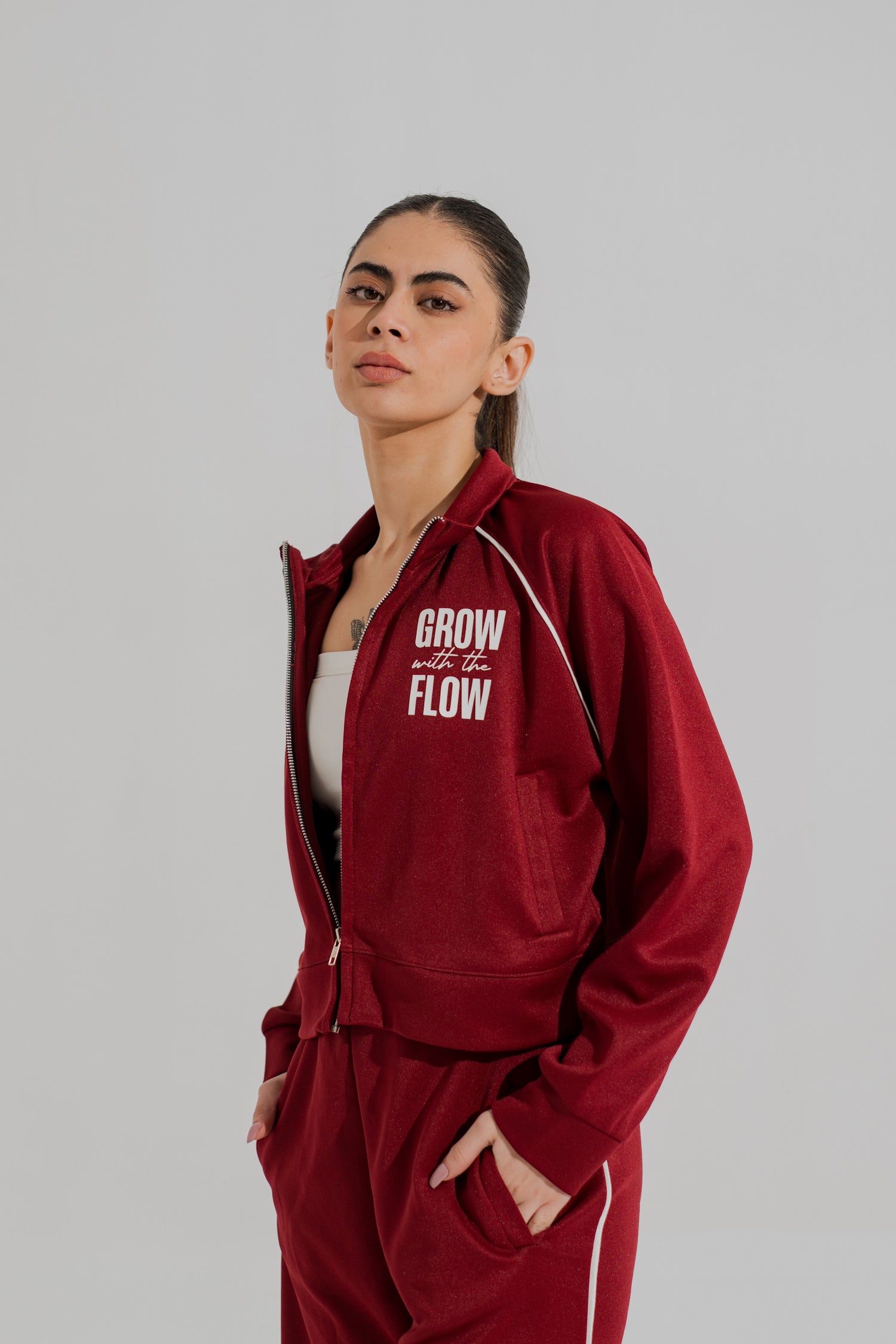 Maroon Regular Fit Mock Neck Zipper - Hustle N Holla