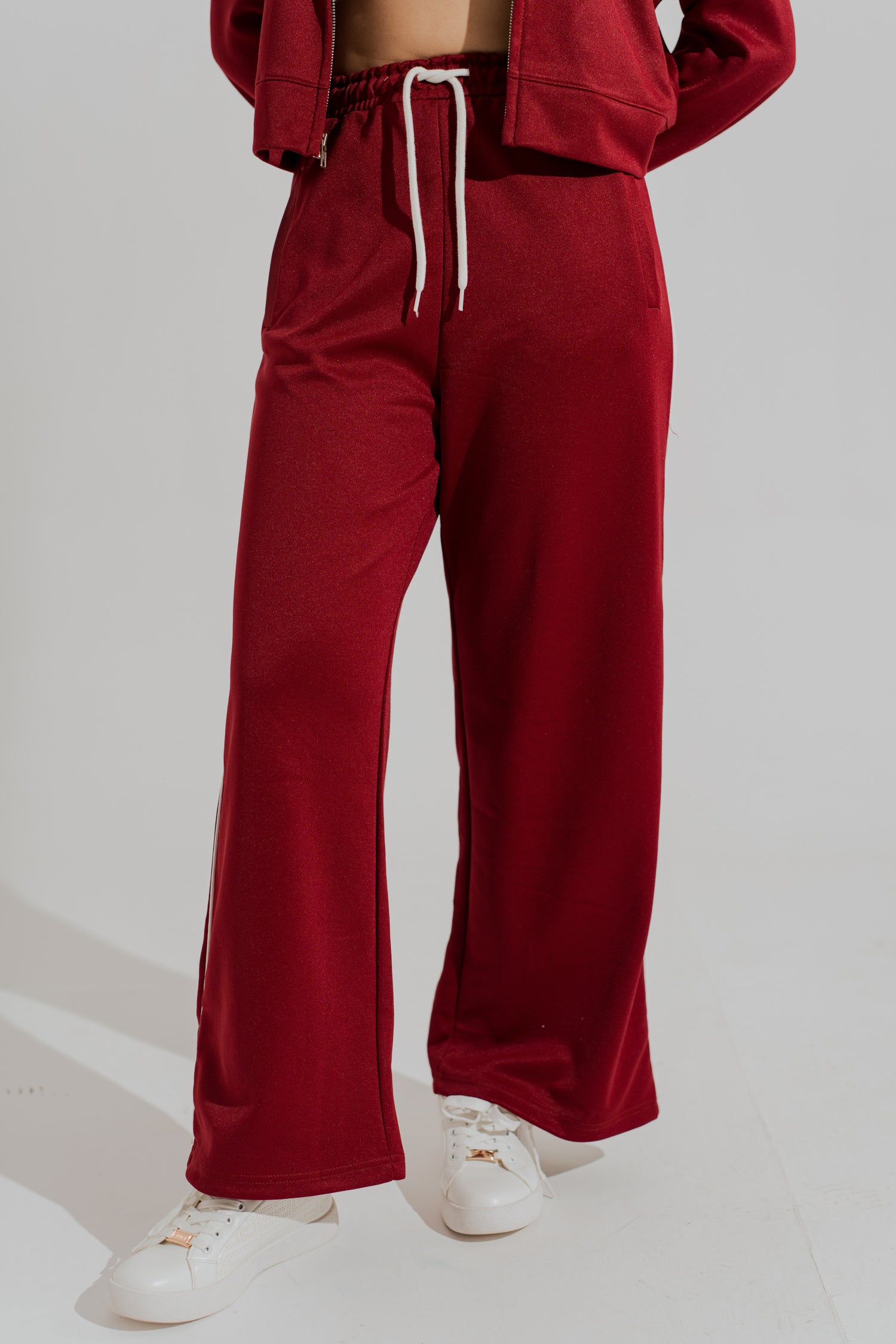 Maroon Wide Leg Trousers - Hustle N Holla