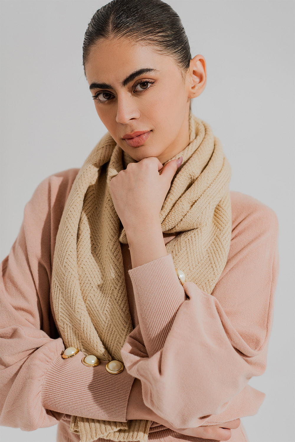 Beige Knitted Unisex Scarf - Hustle N Holla