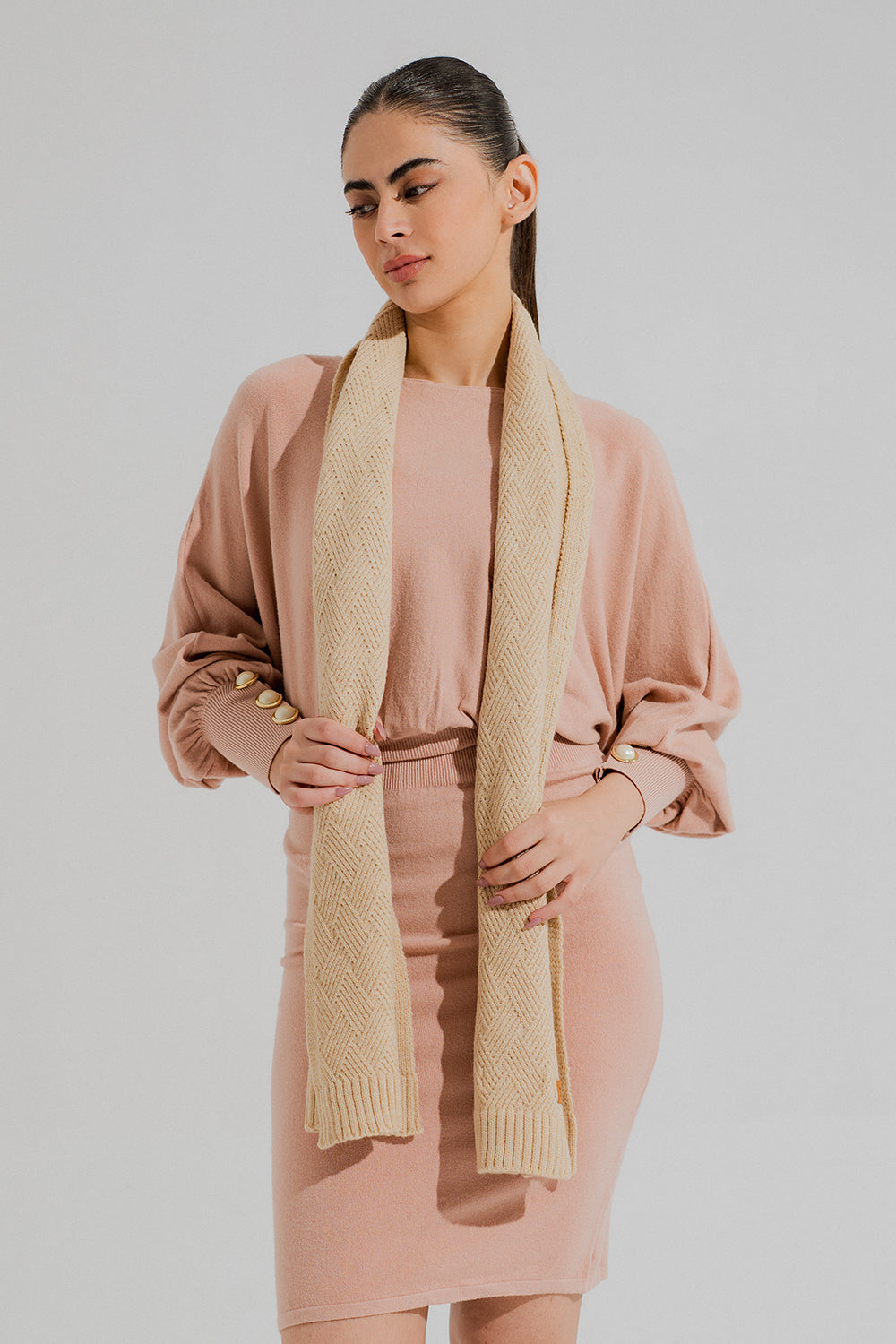 Beige Knitted Unisex Scarf - Hustle N Holla