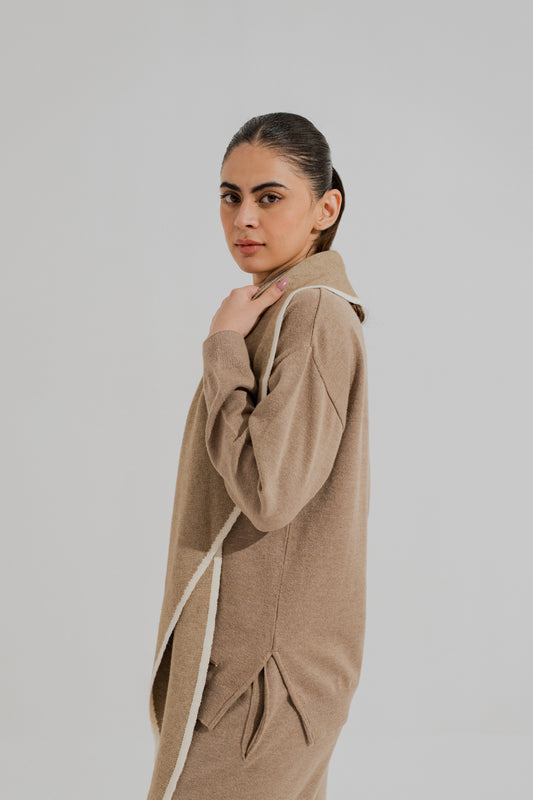 Beige Relaxed Fit Turtle Neck Sweater - Hustle N Holla
