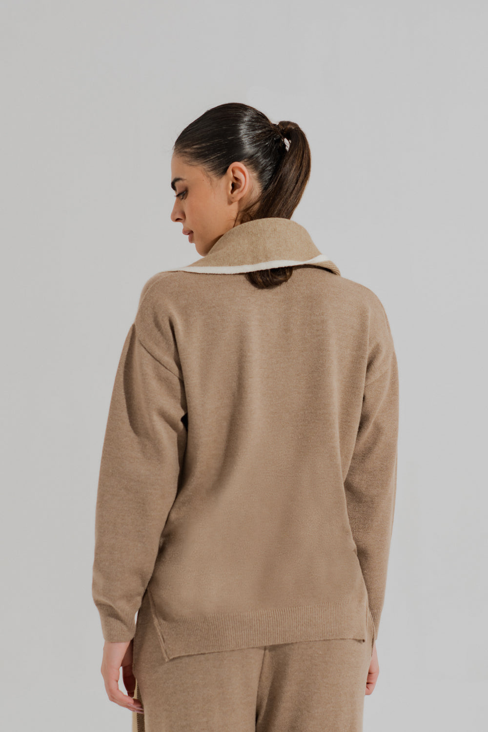 Beige Relaxed Fit Turtle Neck Sweater - Hustle N Holla