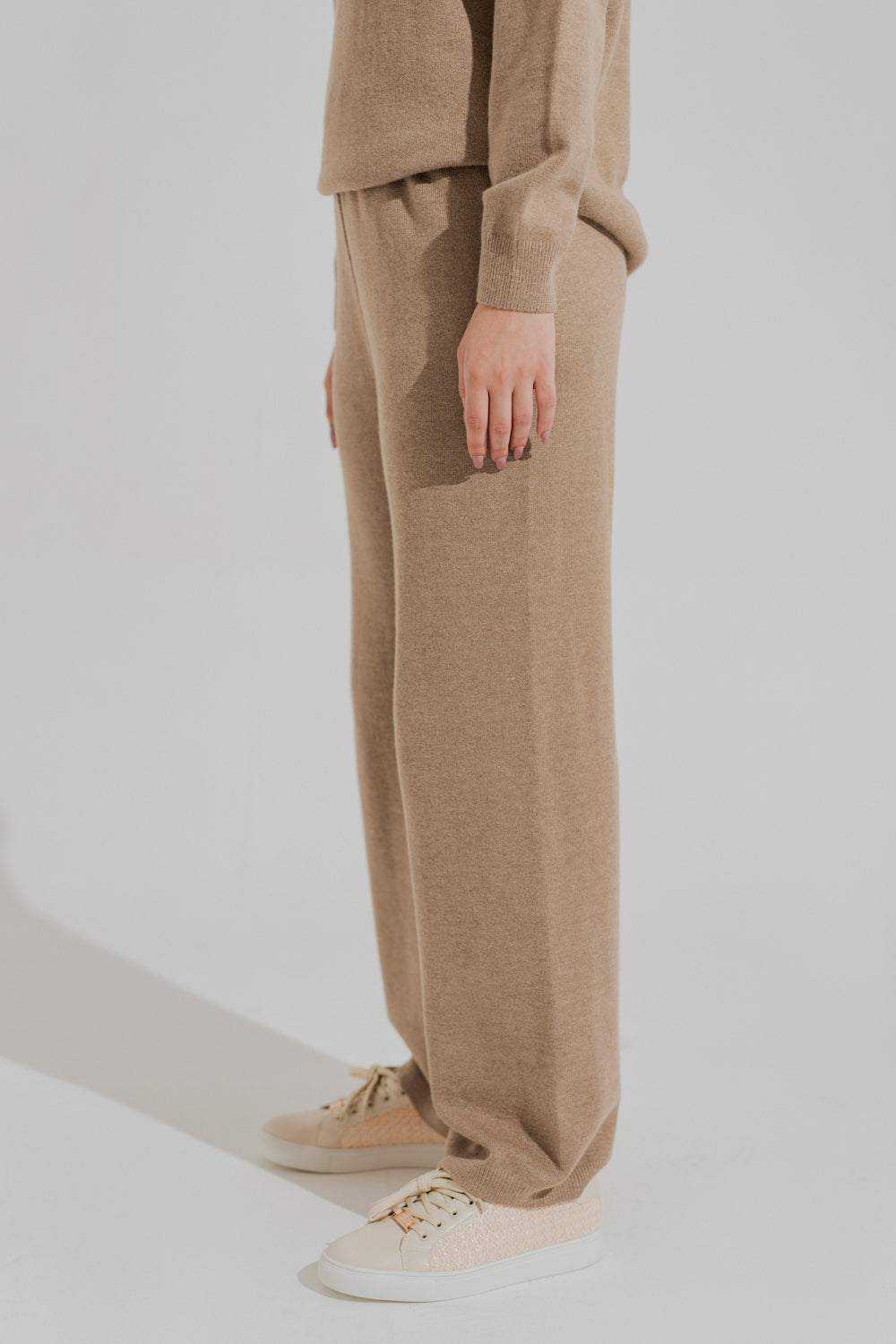Beige Wide-Leg Knit Trousers - Hustle N Holla