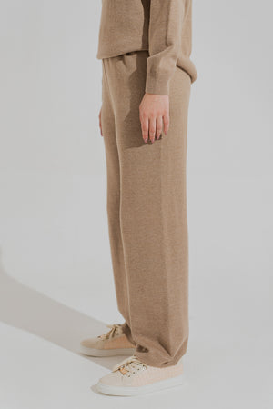 Beige Wide Leg Knit Trousers - Hustle N Holla