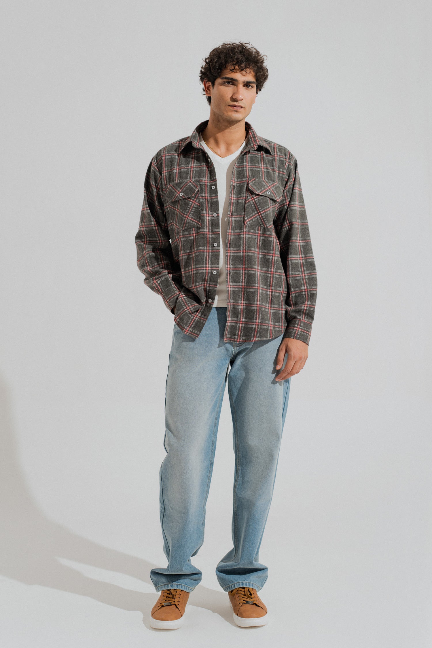 Grey Relaxed Fit Flannel Shirt - Hustle N Holla