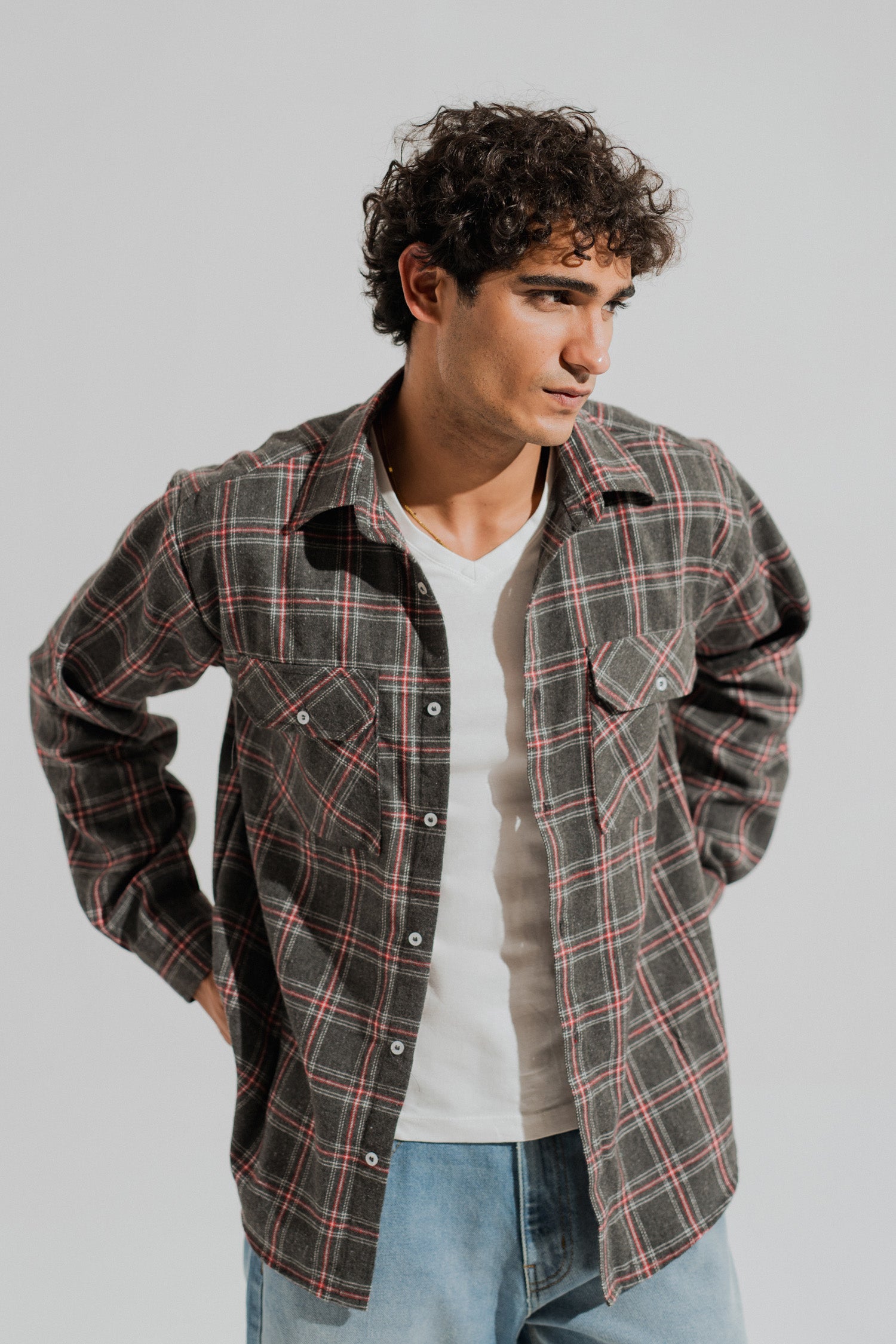 Grey Relaxed Fit Flannel Shirt