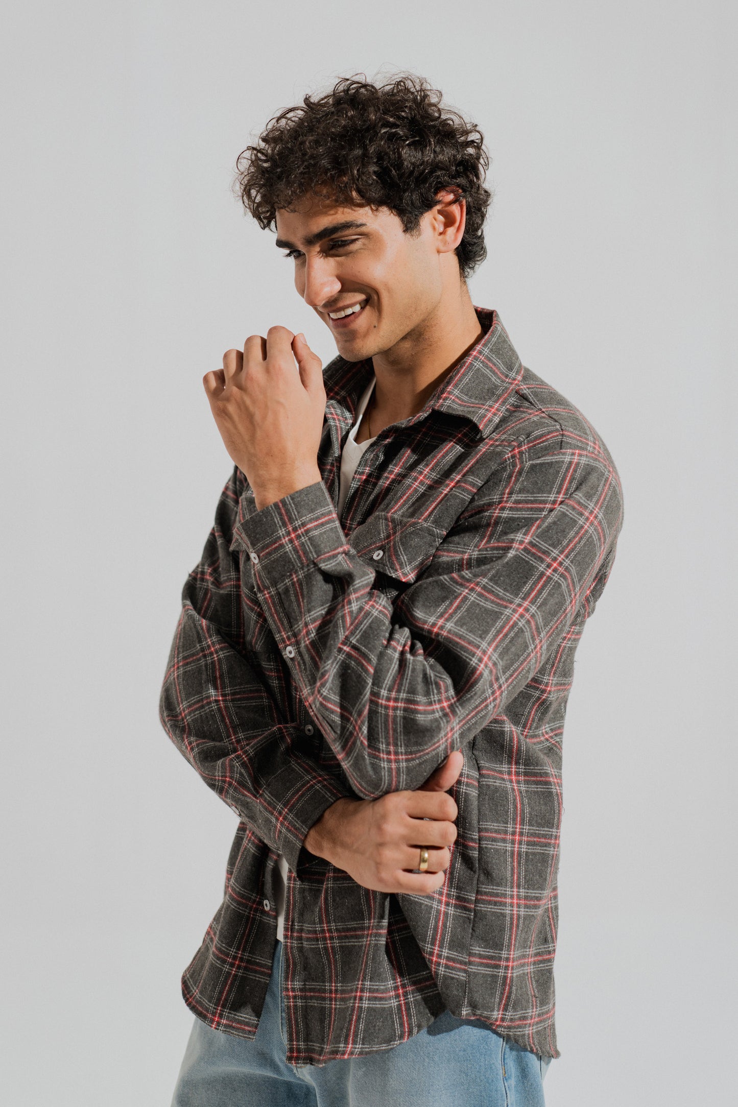 Grey Relaxed Fit Flannel Shirt - Hustle N Holla