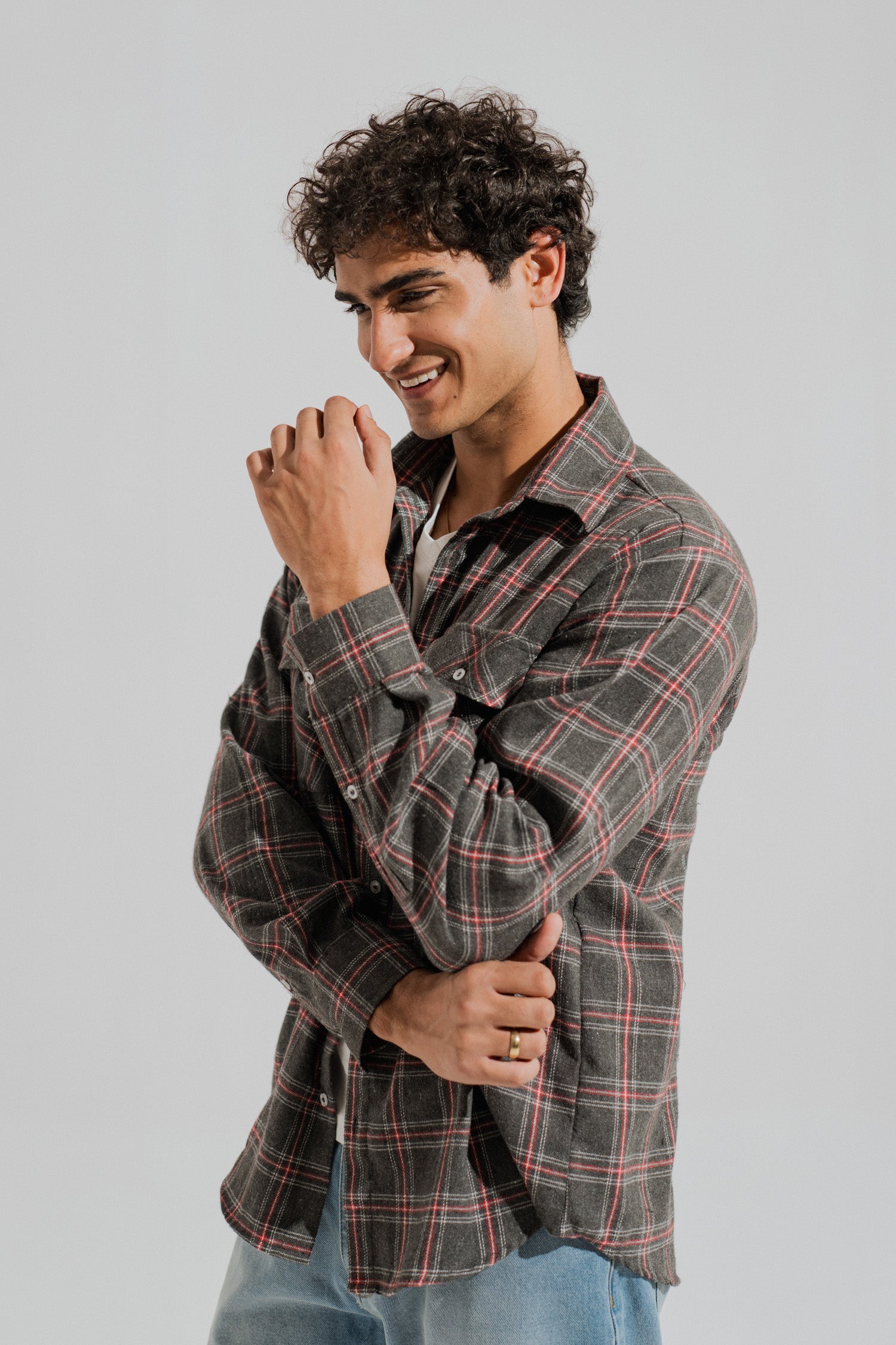 Grey Relaxed Fit Flannel Shirt - Hustle N Holla
