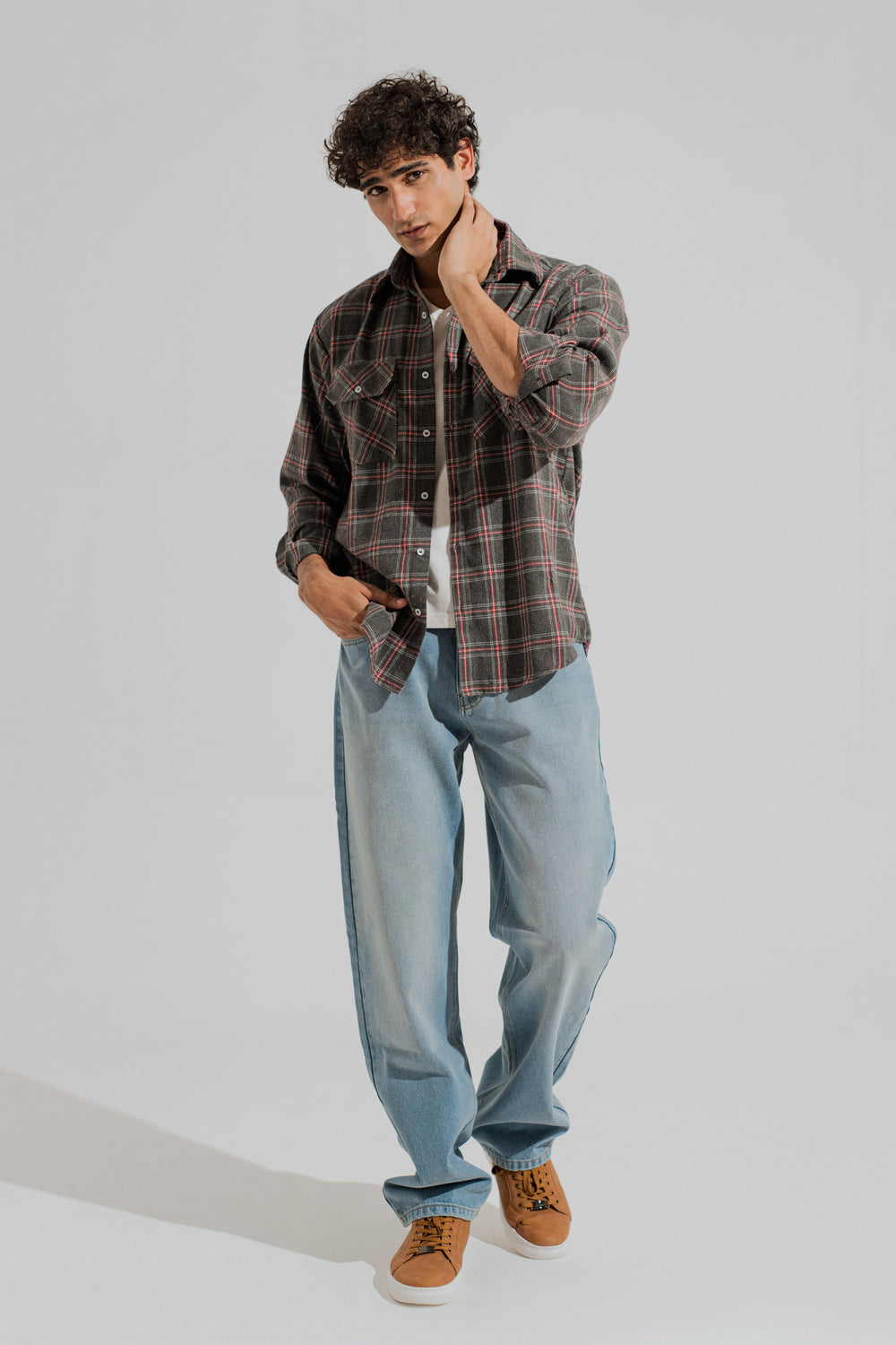 Grey Relaxed Fit Flannel Shirt - Hustle N Holla