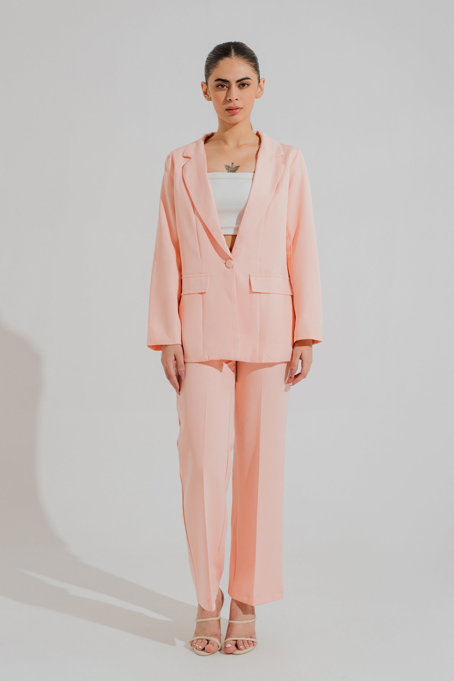 Peach Slim Fit Tailored Blazer