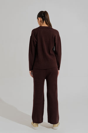 Brown Straight Fit Knit Trousers - Hustle N Holla