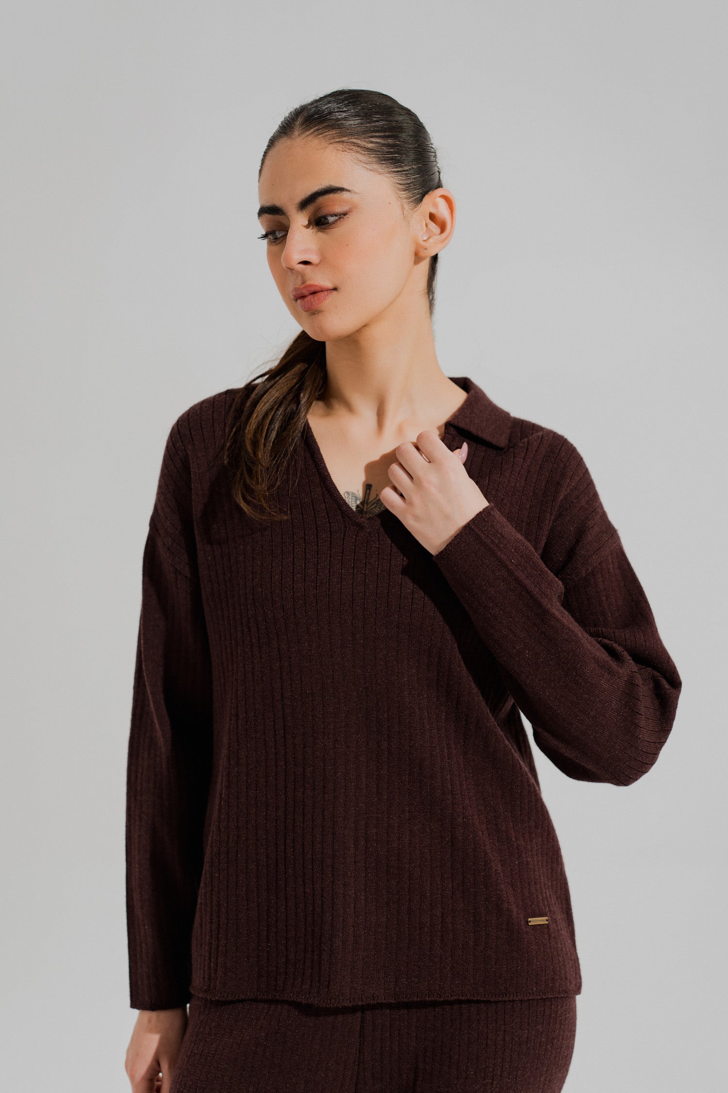 Brown Cropped Relaxed Fit Sweater - Hustle N Holla