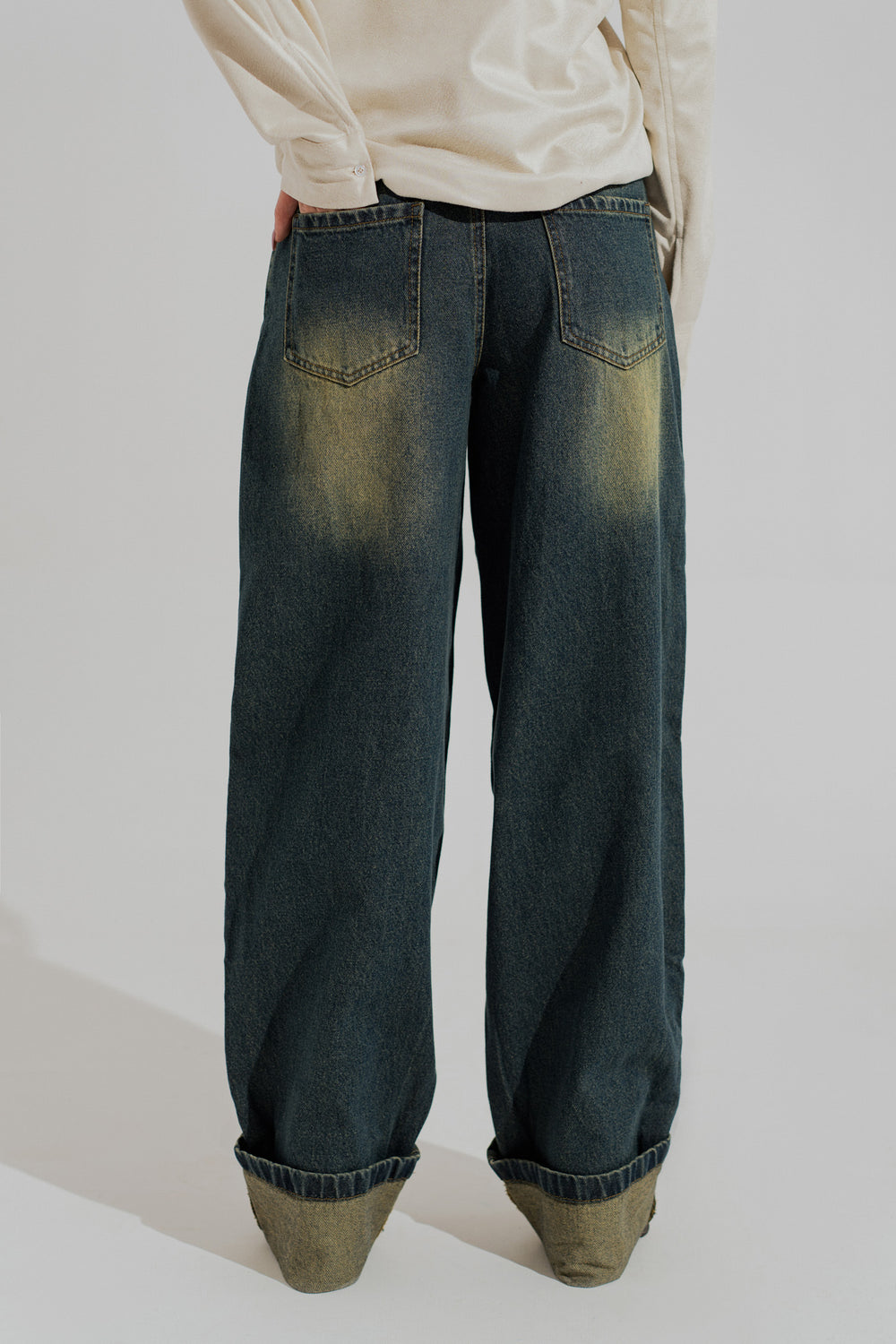 Dark Vintage Wash Mid Rise Super Baggy Jeans - Hustle N Holla
