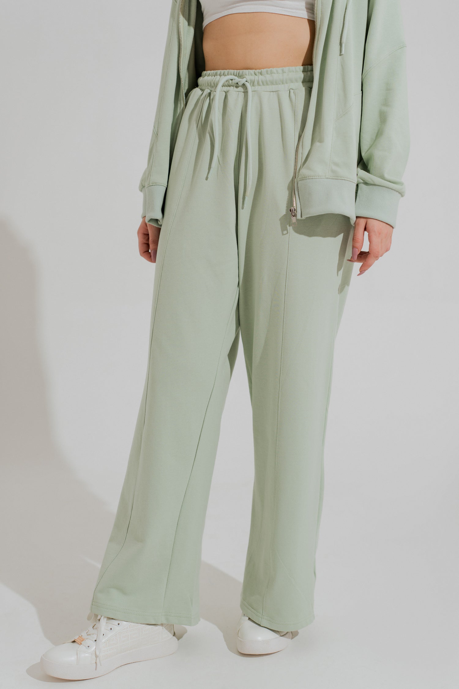 Sage Green Wide Leg Trousers - Hustle N Holla