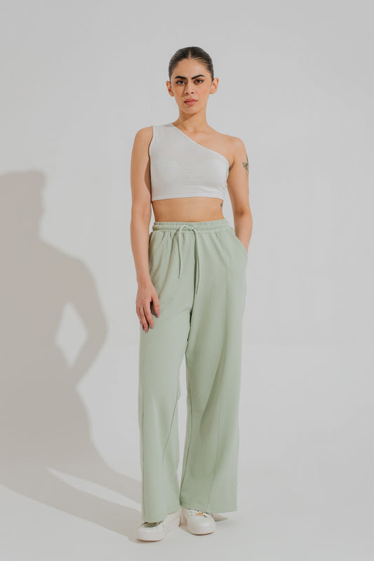 Sage Green Wide Leg Trousers - Hustle N Holla