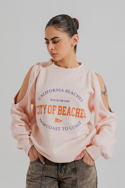 Peach Relaxed Fit Graphic Sweatshirt - Hustle N Holla