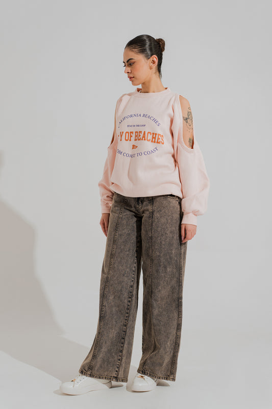 Peach Relaxed Fit Graphic Sweatshirt - Hustle N Holla