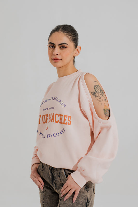 Peach Relaxed Fit Graphic Sweatshirt - Hustle N Holla