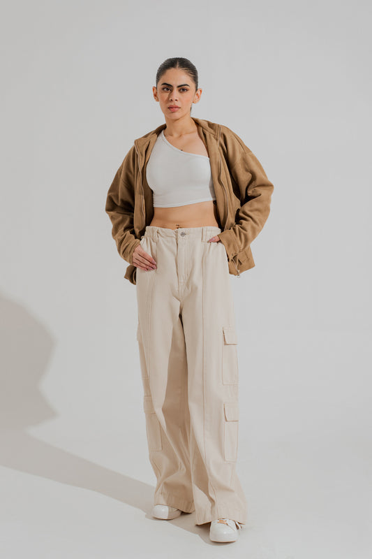 Tan Oversized Mock Neck Suede Jacket - Hustle N Holla