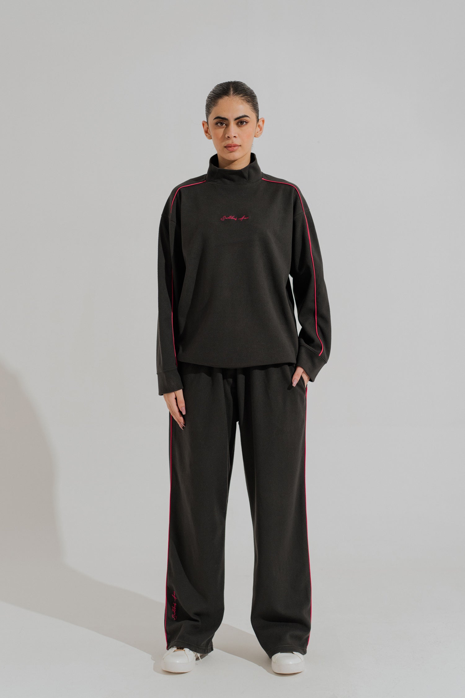 Charcoal Wide Leg Trousers - Hustle N Holla