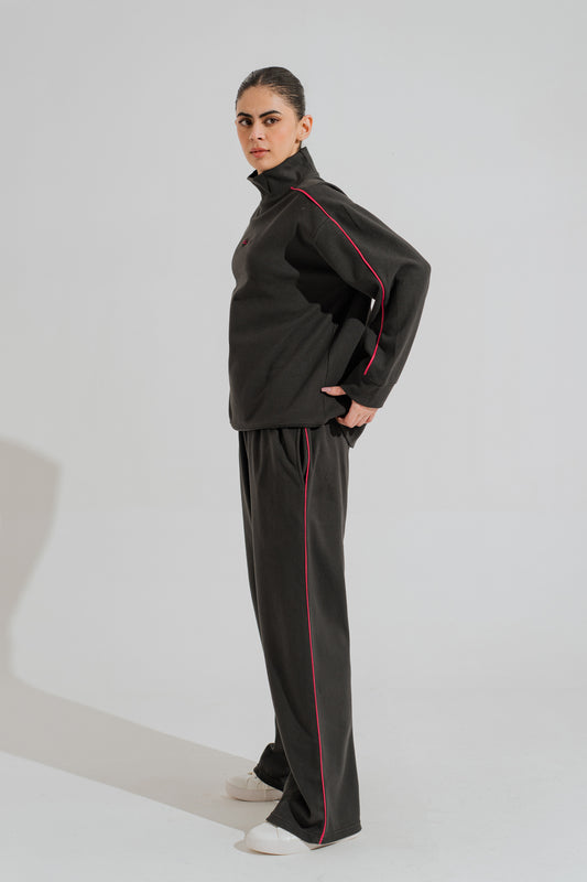 Charcoal Wide Leg Trousers - Hustle N Holla
