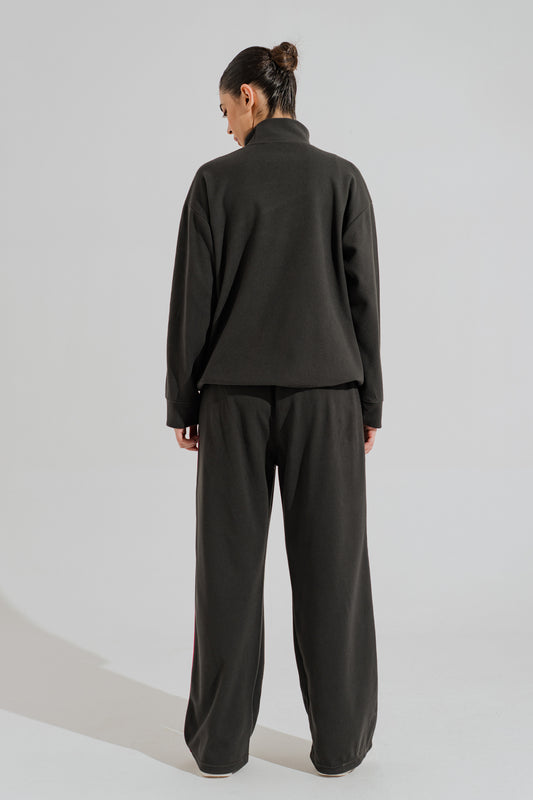 Charcoal High Neck Oversize Cropped Sweatshirt - Hustle N Holla