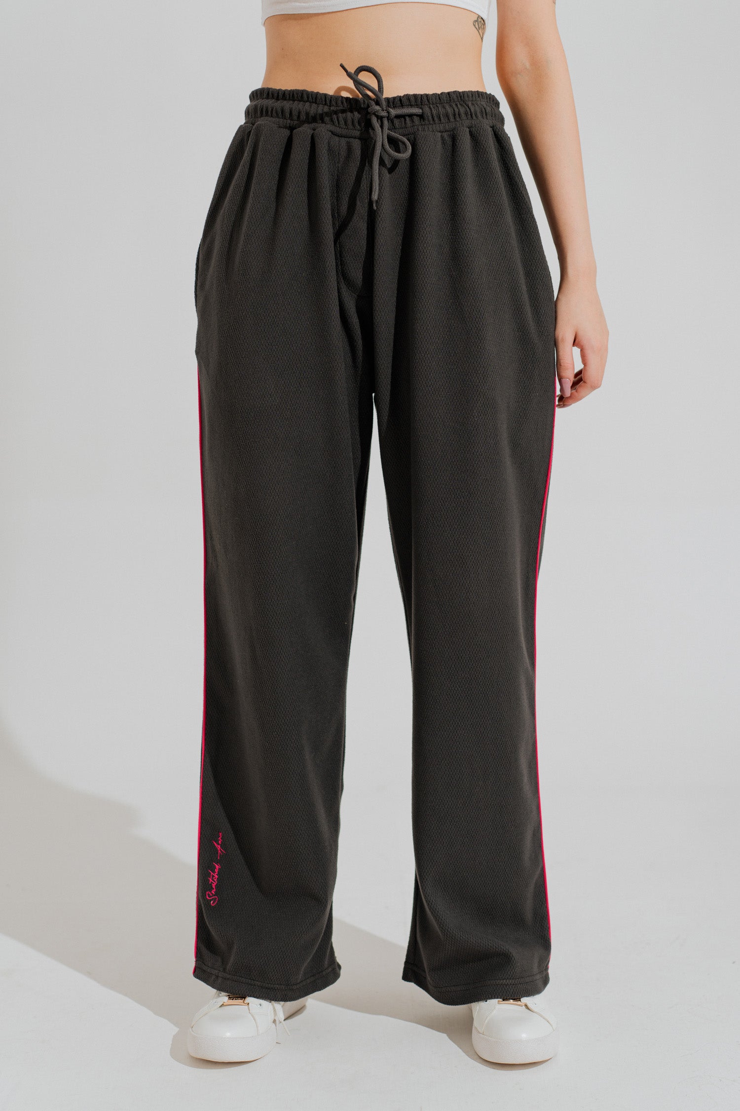 Charcoal Wide Leg Trousers - Hustle N Holla