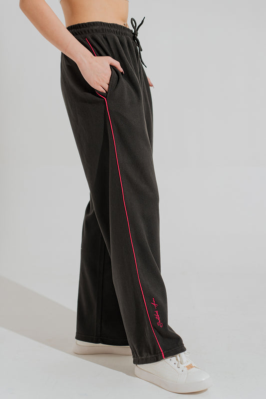 Charcoal Wide Leg Trousers - Hustle N Holla
