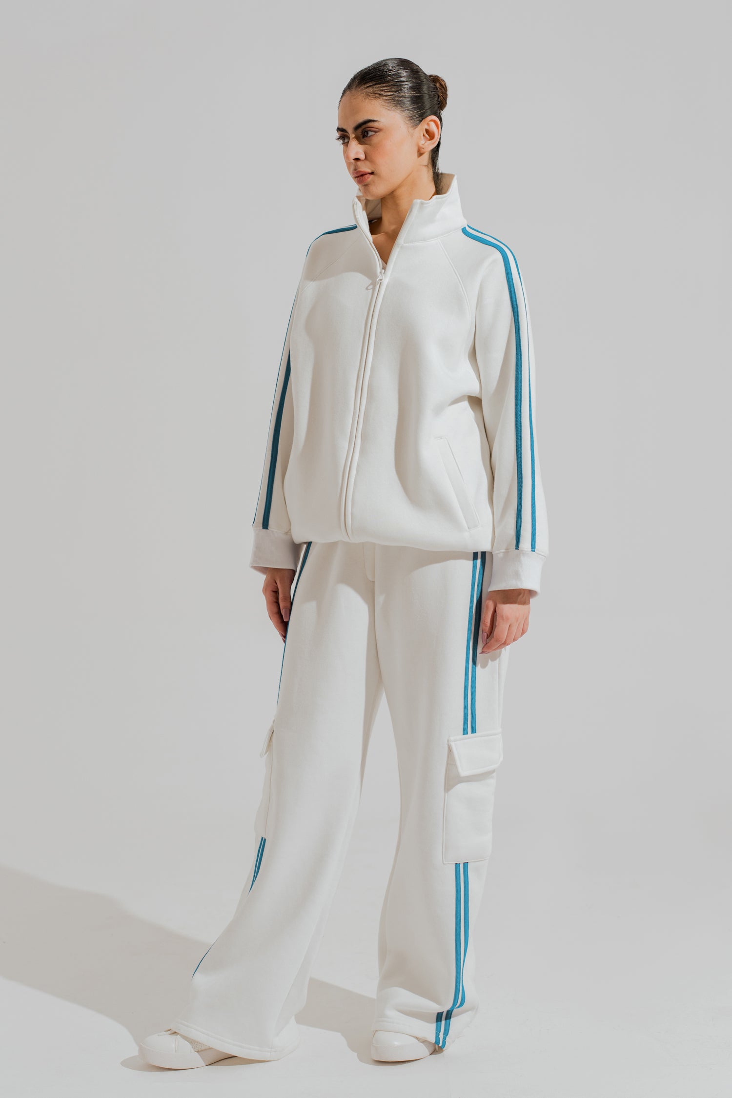 White Relaxed Fit Mock Neck Zipper - Hustle N Holla